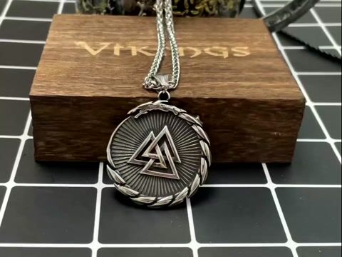 Viking Ouroboros Valknut Stainless Steel Necklace